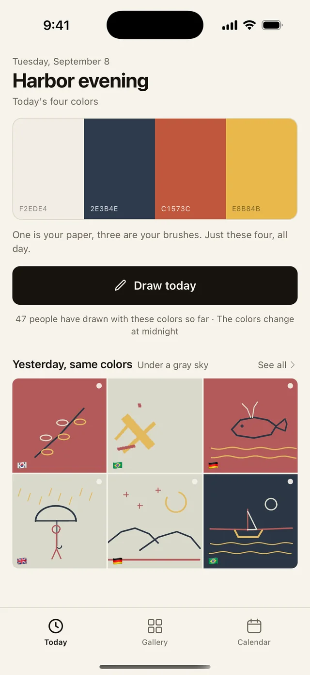Todaycolor home — today's four colors and yesterday's drawings
